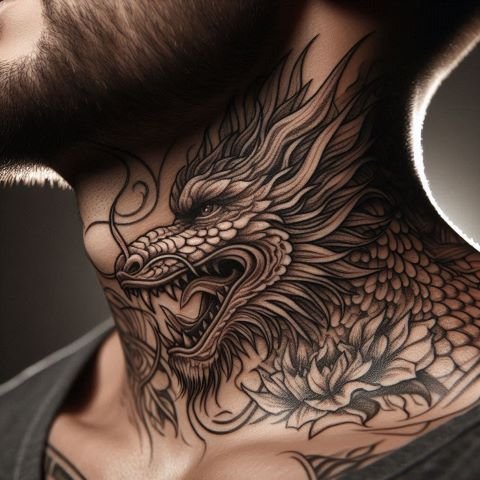 Dragon Throat Tattoo