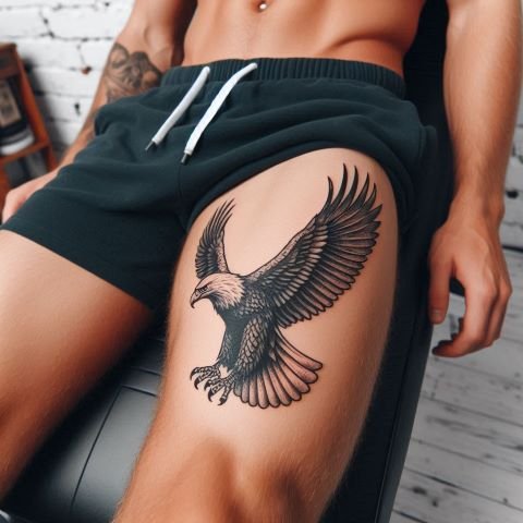 Eagle Thigh Tattoo for men