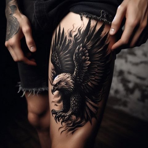 Eagle Thigh Tattoo
