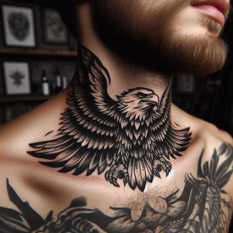 Eagle Throat Tattoo