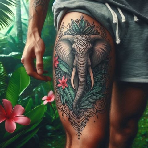 Elephant Thigh Tattoo