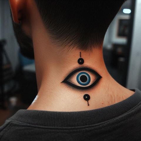 Evil Eye Neck Tattoo for Men