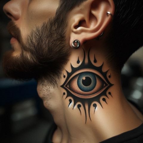 Evil Eye Neck Tattoo