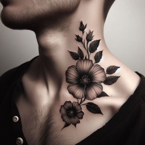 Flower Neck Tattoo