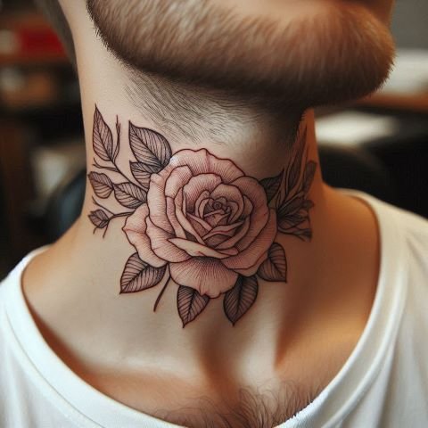 Flower Throat Tattoo