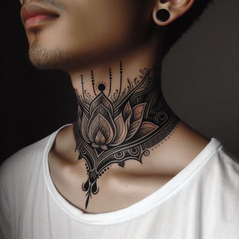Front Neck Tattoos for Men