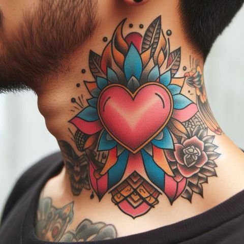 Heart Neck Tattoo