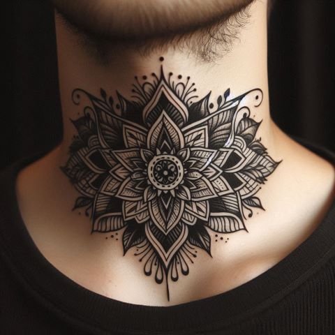 Mandala Neck Tattoo