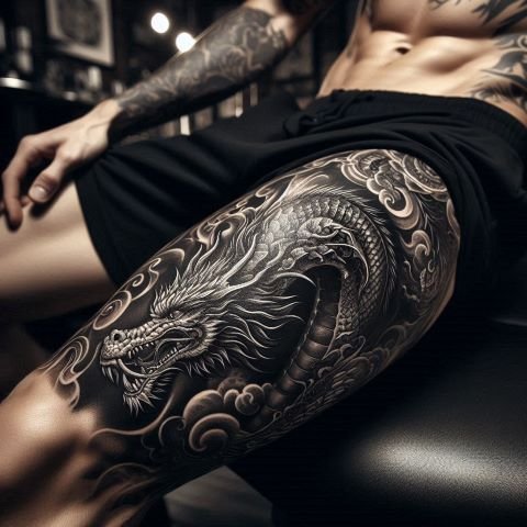 Men Thigh Tattoo Design