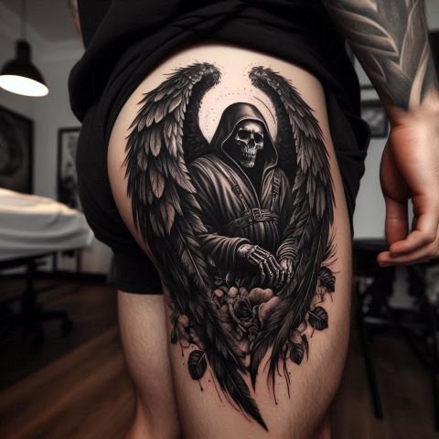Men Upper Thigh Tattoo