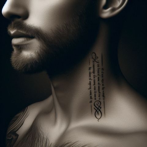 Neck Tattoo Words for Guys