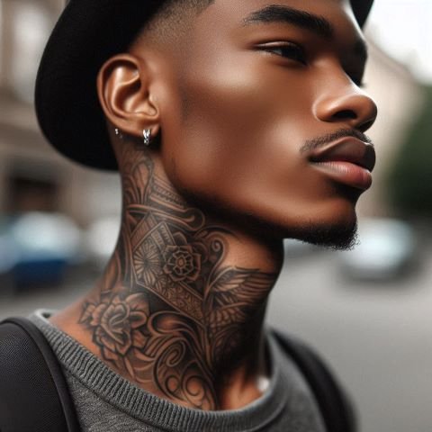 Neck Tattoos for Black Men