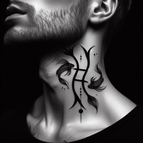 Pisces Neck Tattoo