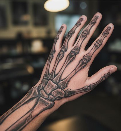 Realistic Skeleton Hand Tattoo
