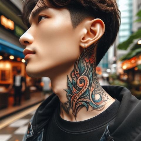 Side Neck Tattoo for Men