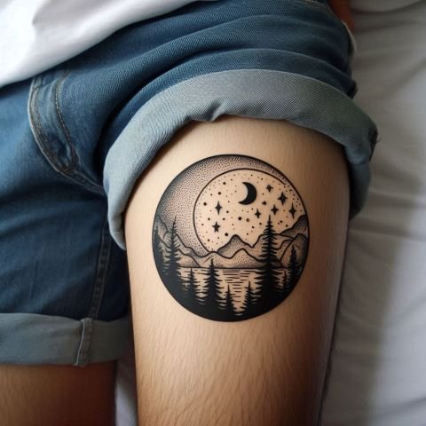 Simple Thigh Tattoo