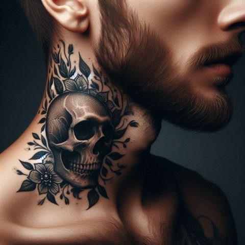 Skull Neck Tattoo