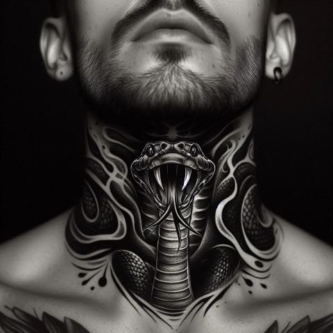 Snake Throat Tattoo for Men
