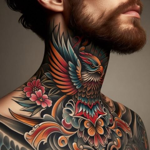 Traditional Throat Tattoo