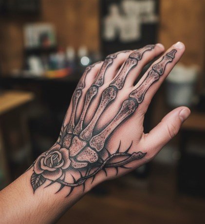Unique Skeleton Hand Tattoo Design