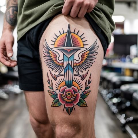 Upper Thigh Tattoo for Men