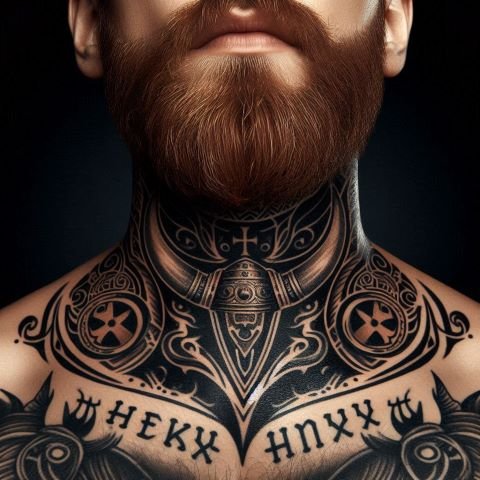 Viking Throat Tattoo