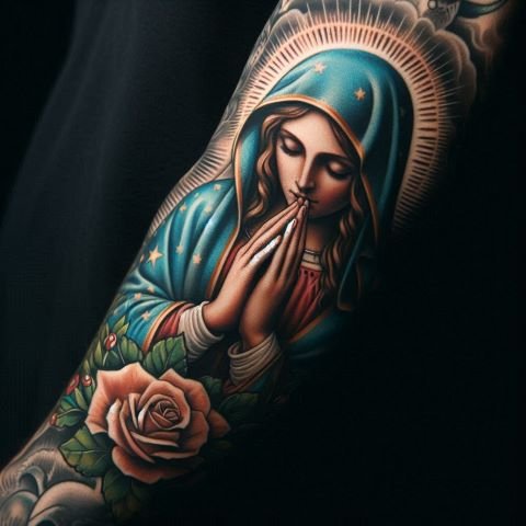 Virgin Mary Praying Tattoo 2