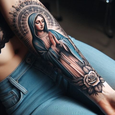 Virgin Mary Praying Tattoo