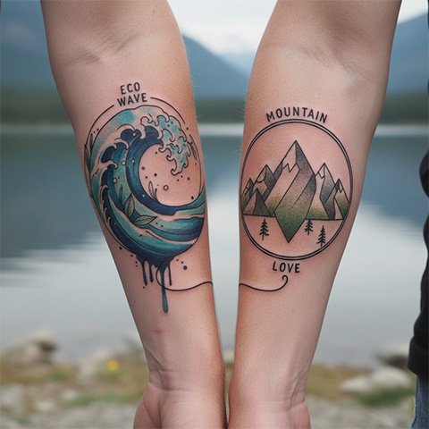 eco wave and mountain tattoo