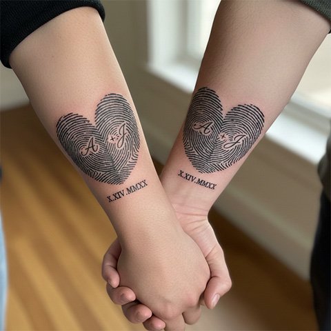 fingerprint heart tattoo