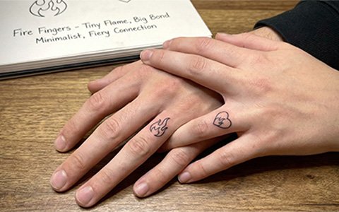fire fingers couples tattoo design