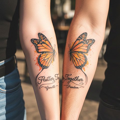 matching butterflies tattoo for couples
