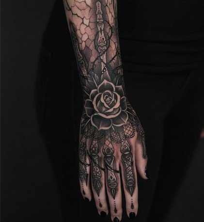 skeleton hand tattoo for women