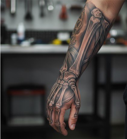 skeleton hand tattoo sleeve