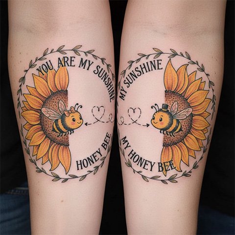 sunflower and bee tattoo
